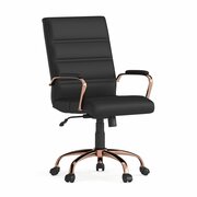 Flash Furniture Black Leather Rose Gold Frame Mid-Back Chair GO-2286M-BK-RSGLD-GG